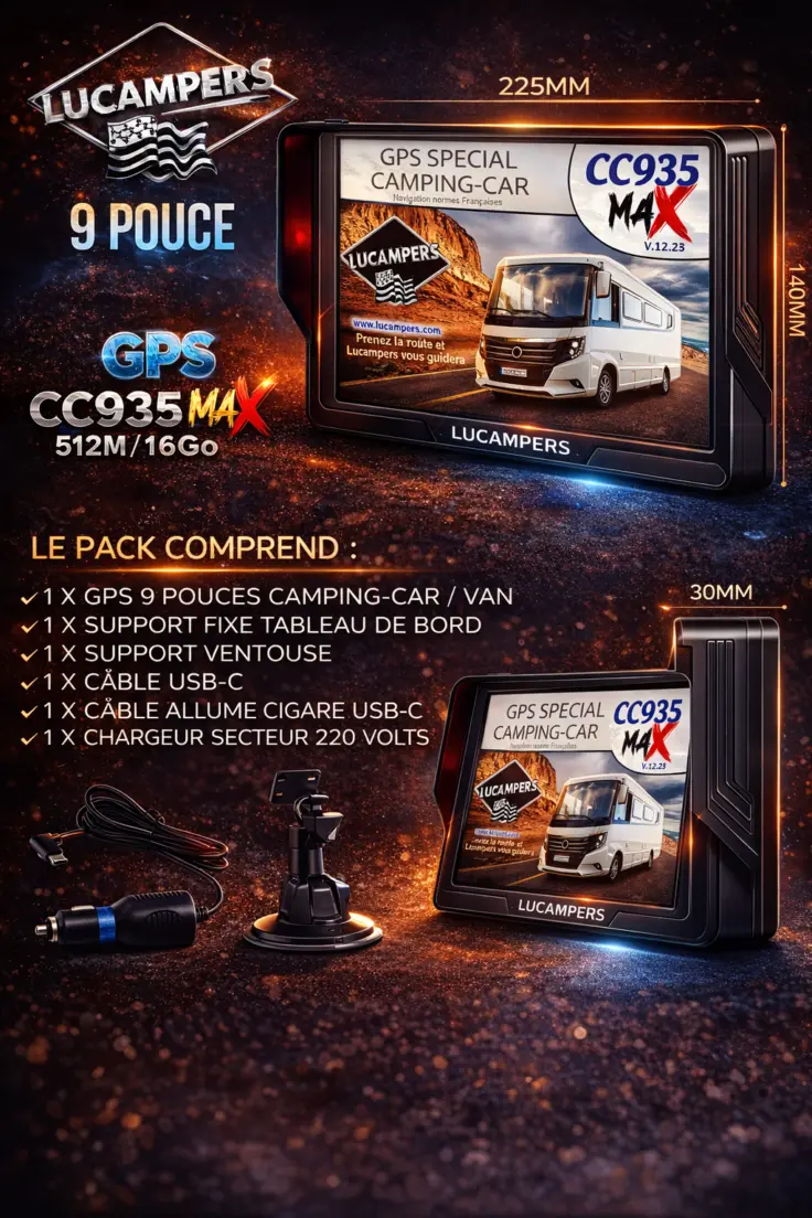 gps spécial camping-car, livrez avec tout les c'est accessoires