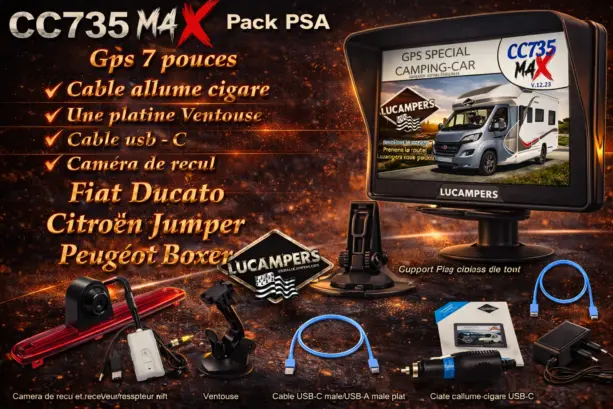 gps spécial fiat ducato et caméra de recul sur feux stop du fourgon fiat ducato